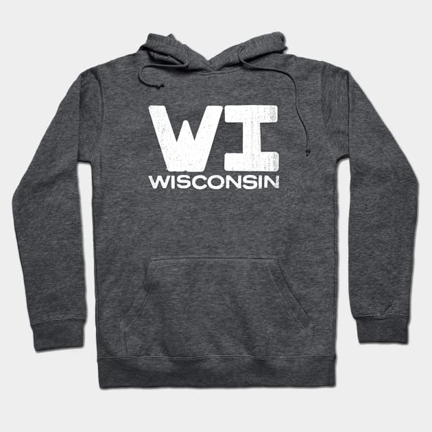 WI Wisconsin Vintage State Typography Hoodie by Commykaze